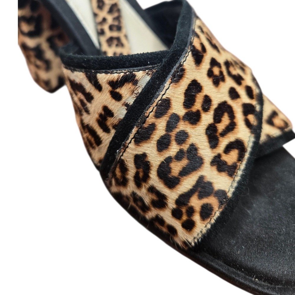 ZARA Leopard Print Cow Hair Platform Heel Sandals EU 40 Y2K Sexy Club Rave Rare - Picture 13 of 16